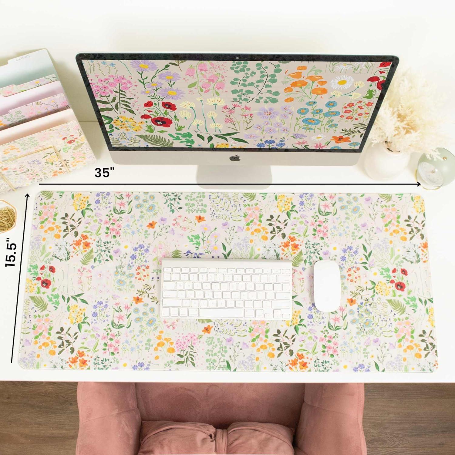 bloom daily planners Large 15.5 x 35" Desk Mat, Garden Party