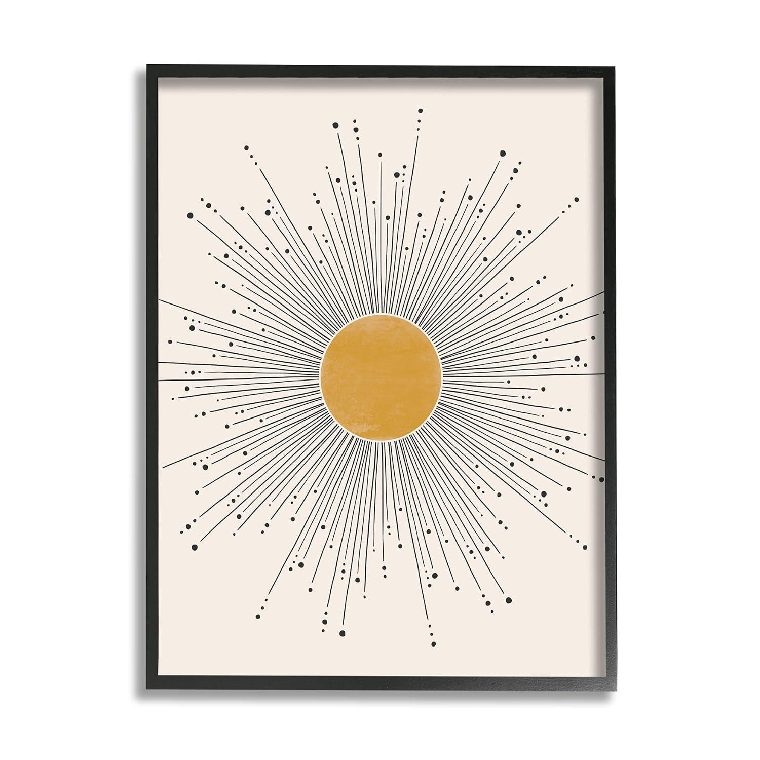 Stupell Industries Art Deco Summer Sun Geometric Line Bursts Outer Space Painting Black Framed Art Print Wall Art, 16 x 20