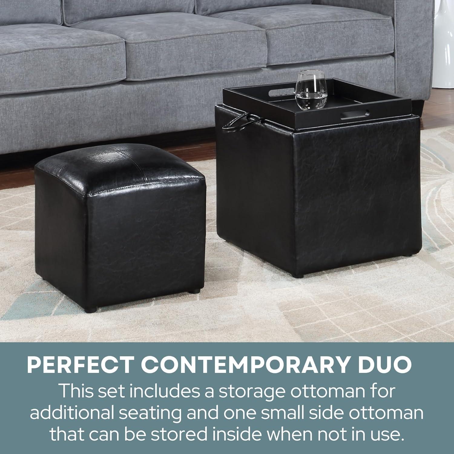 Designs4Comfort Park Avenue Single Ottoman with Stool, Botanical Print