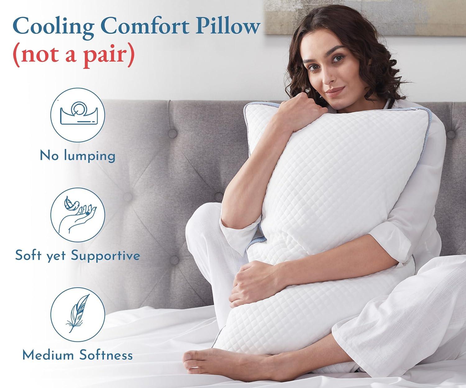 California Design Den Comfort Bed Pillows Standard Size set of 2, Cooling Luxury Hotel Pillows, for Back, Stomach, Side Sleepers 20 x 26 Inches