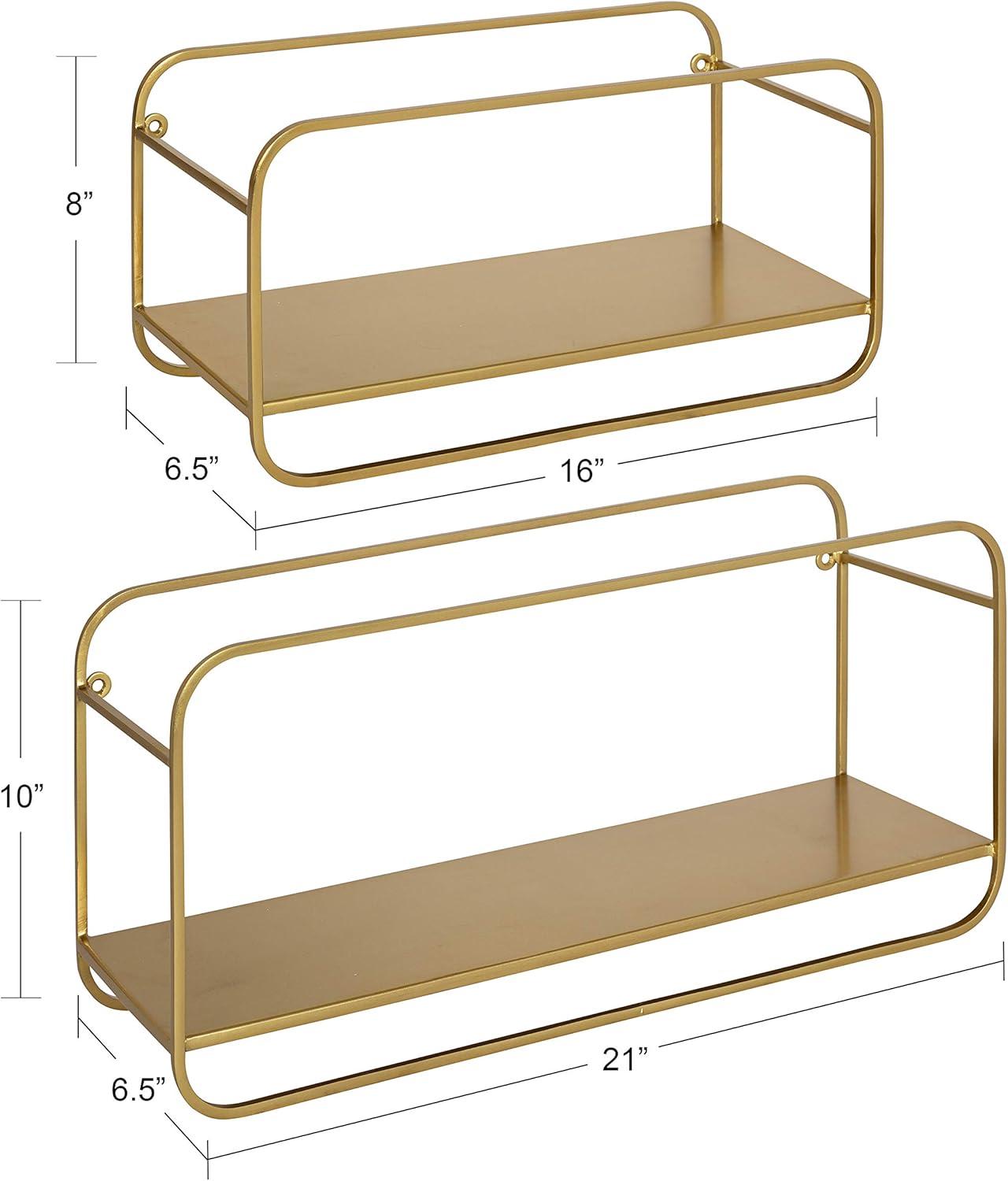 21" x 10" (Set of 2) Emerline Decorative Wall Shelves Set Gold - Kate & Laurel All Things Decor