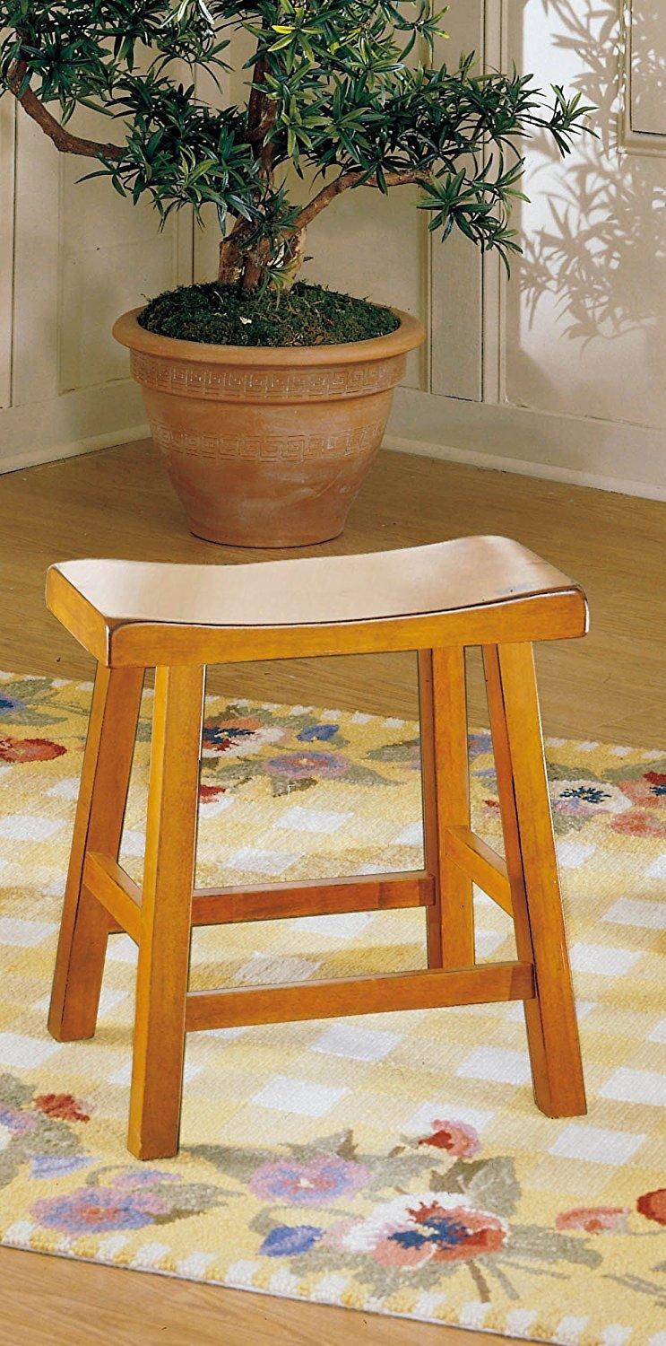 Kingfisher Lane 18" Solid Wood Dining Stool in Oak (Set of 2)