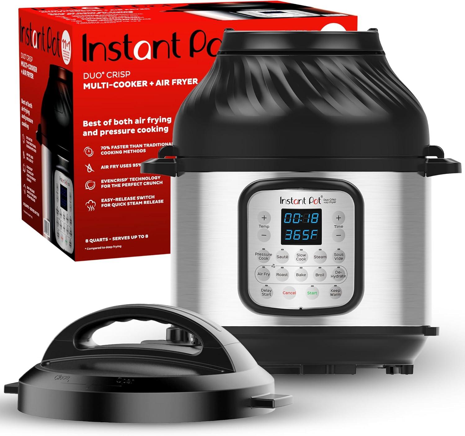 Instant Pot 6qt Crisp Pressure Cooker Air Fryer - Silver: Stainless Steel, Reheat, Air Fry, Saute, Automatic Shut-Off
