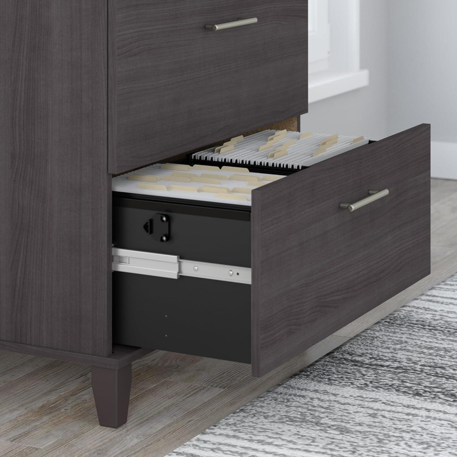 Storm Gray Metal 2-Drawer Mobile Lateral Filing Cabinet