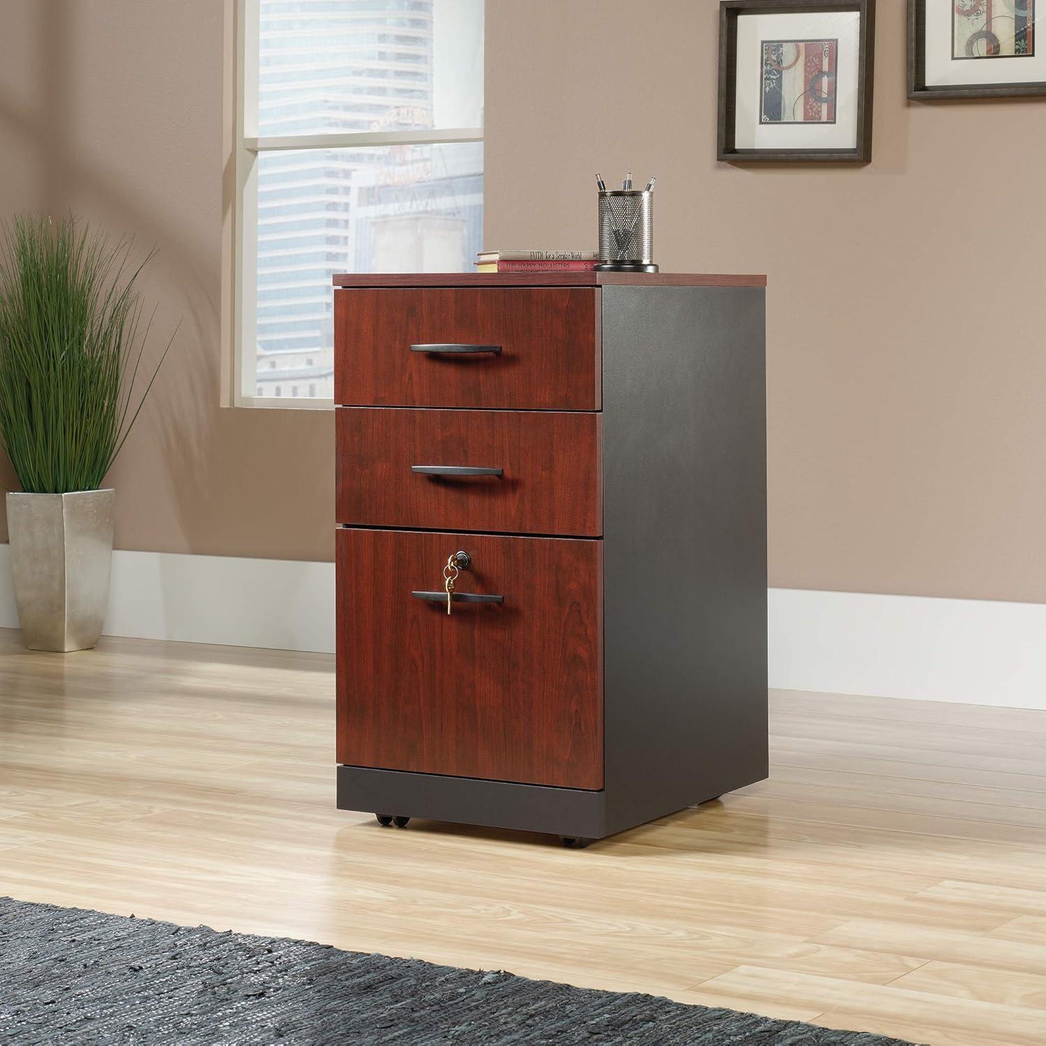 Classic Cherry Mobile 3-Drawer Legal File Pedestal with Lock