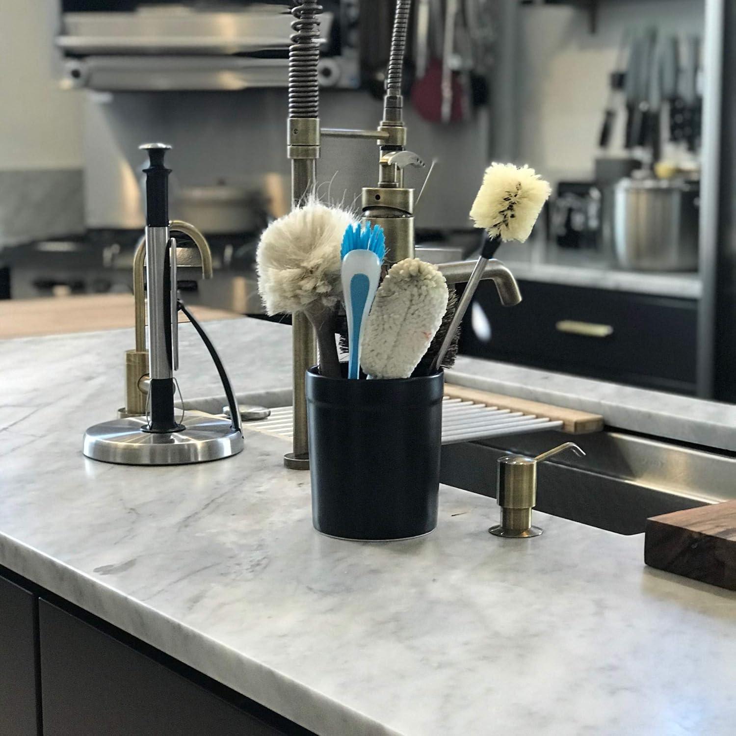 Fox Run Ceramic Kitchen Tool Holder, Black, 4.75" x 4.75" x 5.75"