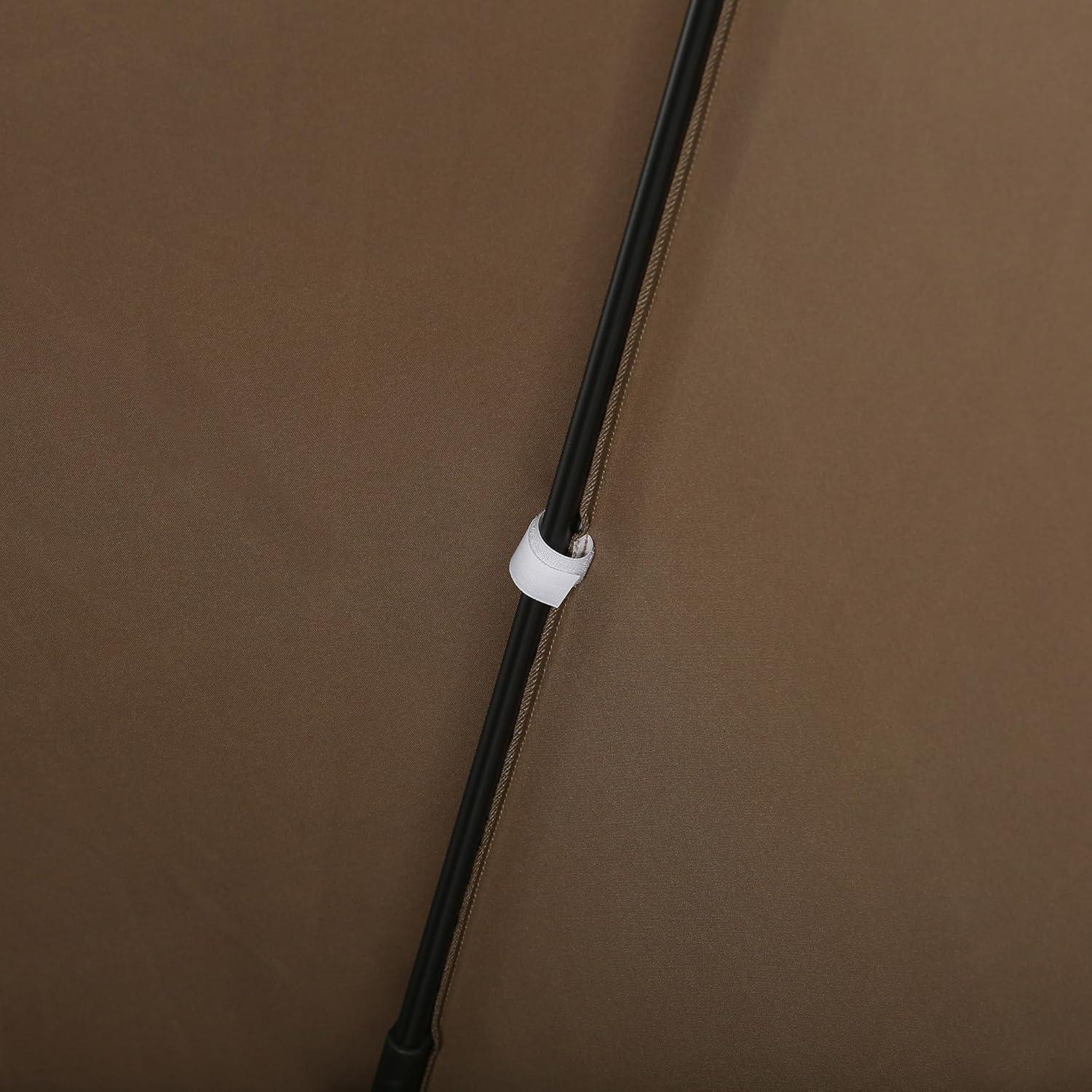 Outsunny 10ft Offset Patio Umbrella with Base, Double Top Hanging Aluminum Cantilever Umbrella with 360-degree Rotation, Easy Tilt, 8 Ribs, Crank, Cross Base, Cover, Strap