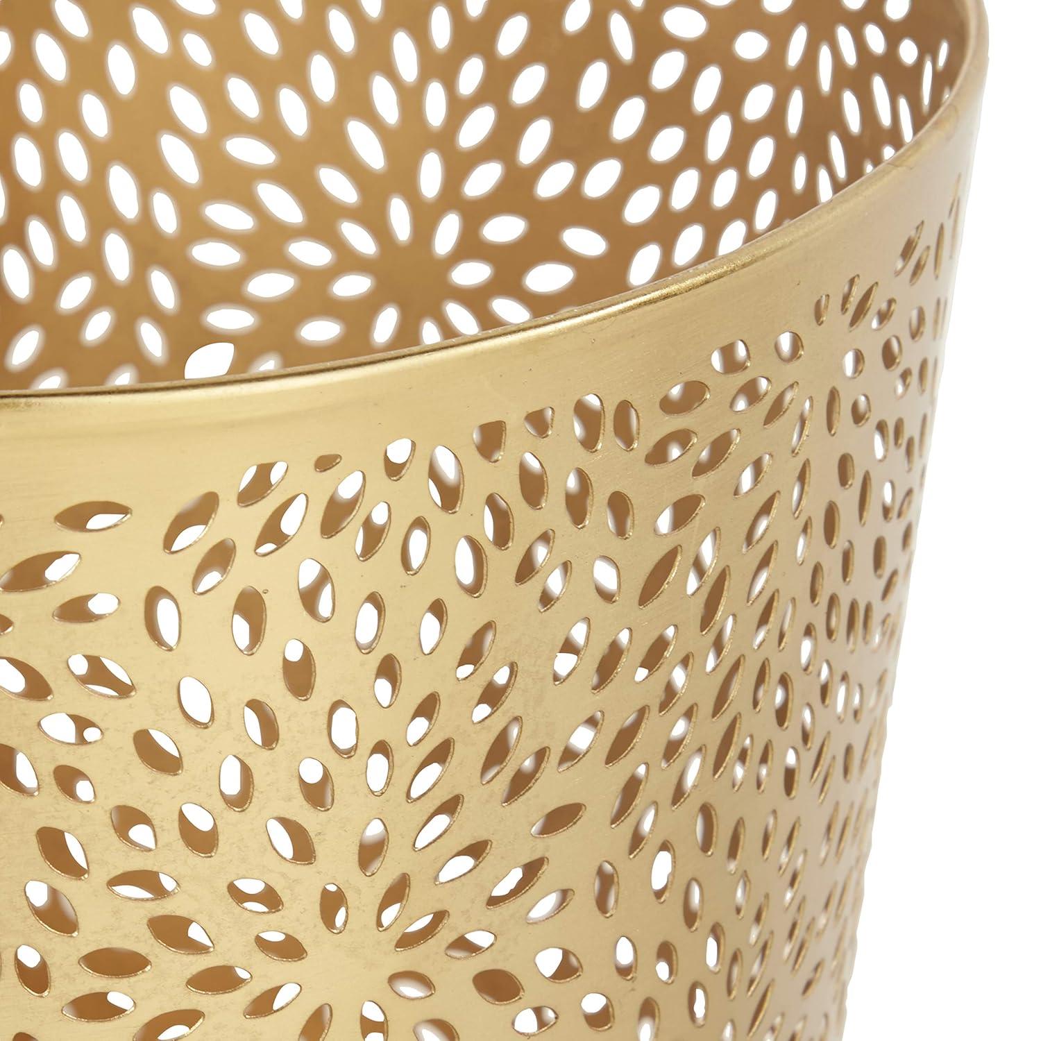 Gold Laser Cut Metal Circular Waste Bin