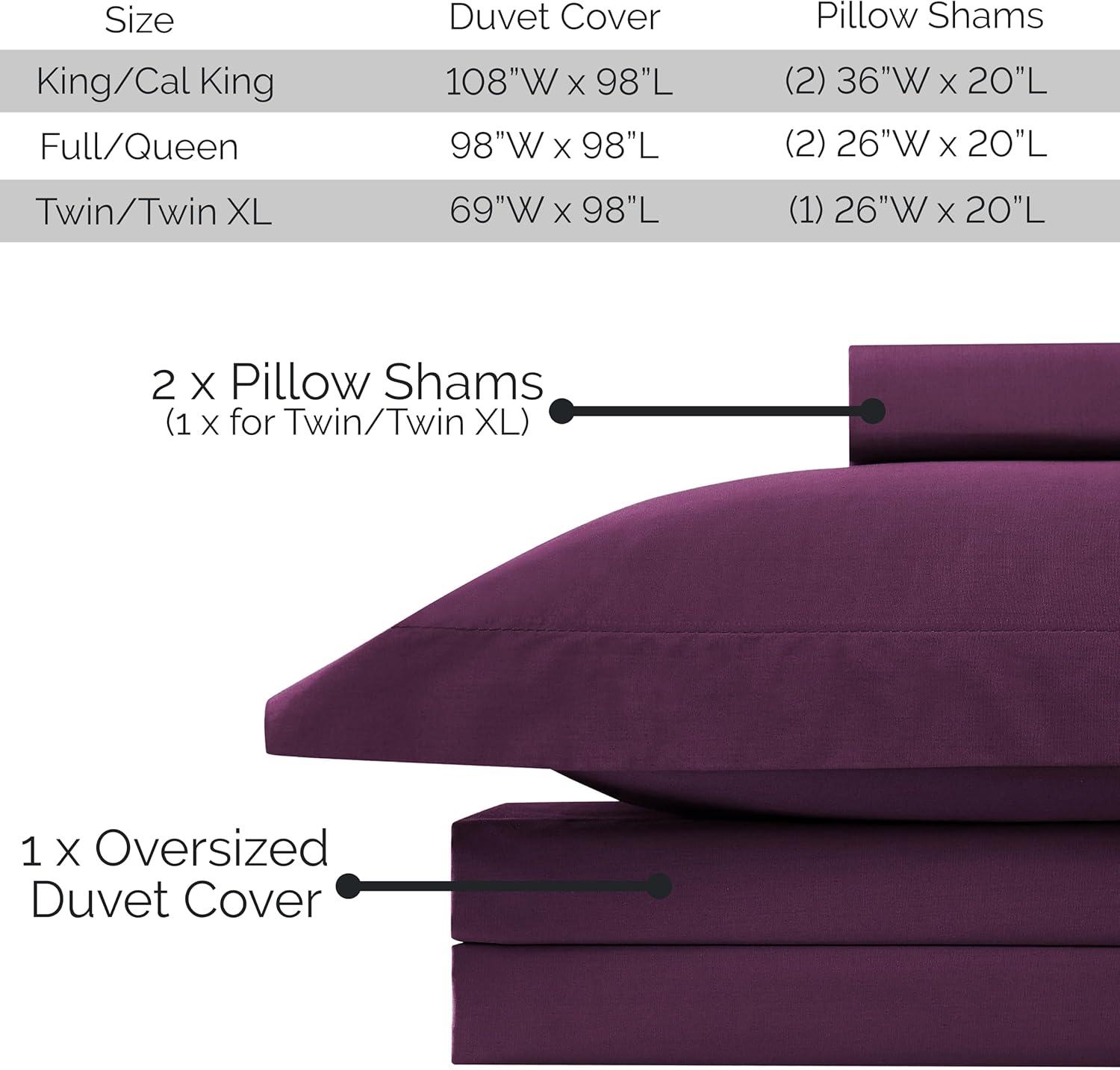 Purple Ultra-Soft Microfiber Full/Queen Duvet Cover Set with Shams