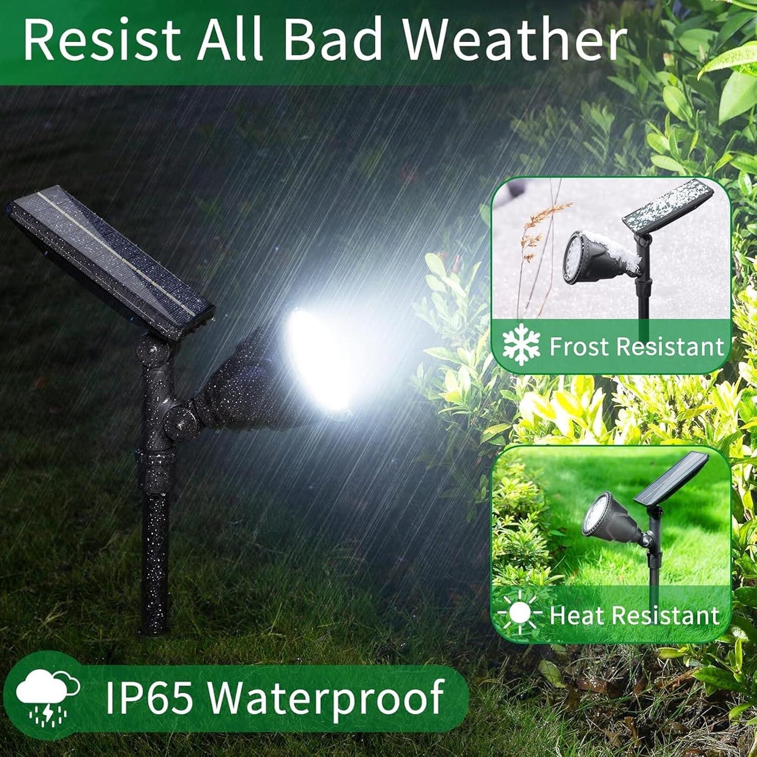 Cool White Solar LED Pathway Spotlights with Dusk to Dawn Sensor, 4-Pack