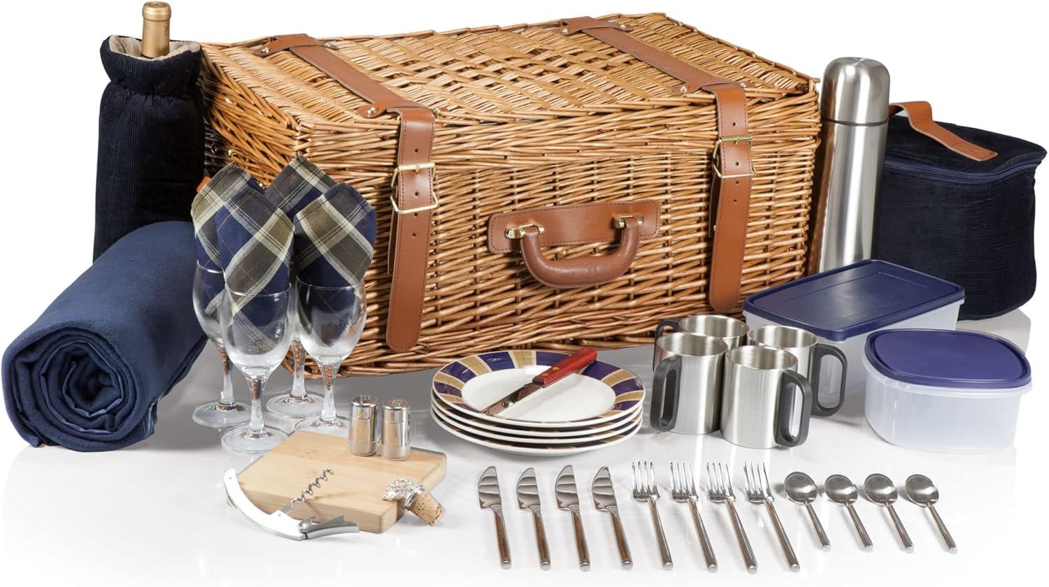 Windsor Luxury Large Wicker Picnic Basket with Picnic