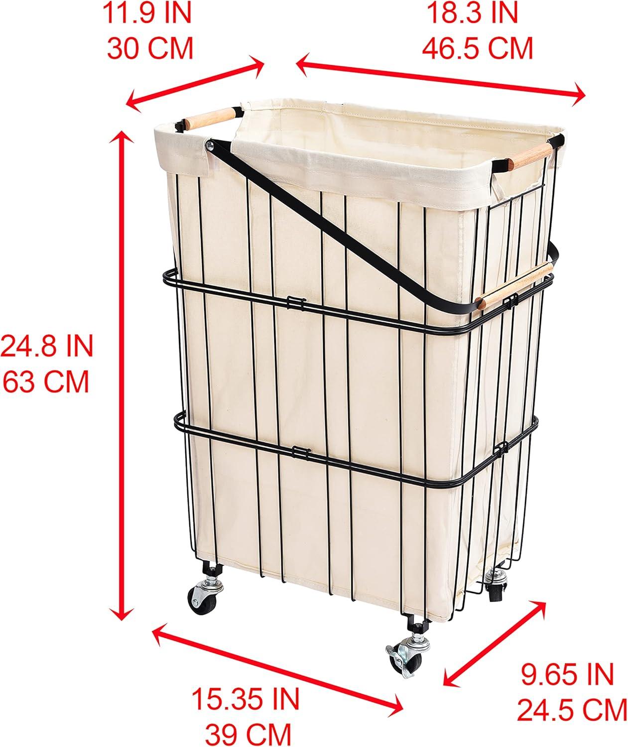 Oceanstar Mobile Rolling Storage Laundry Basket Cart with Handle