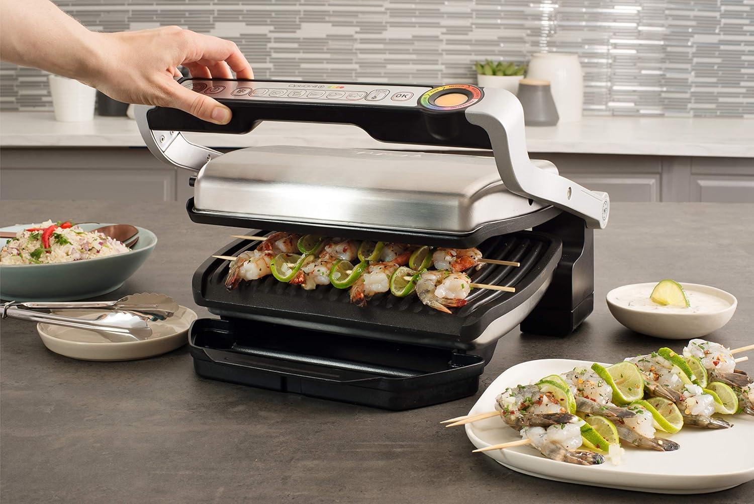 T-fal T-Fal Gc712D54 Stainless Steel Optigrill Plus Grill With Automatic Sensor Cooking Electric Grill- Blemished Packaging With 1 Year Manufacturer Warranty (Refurbished)