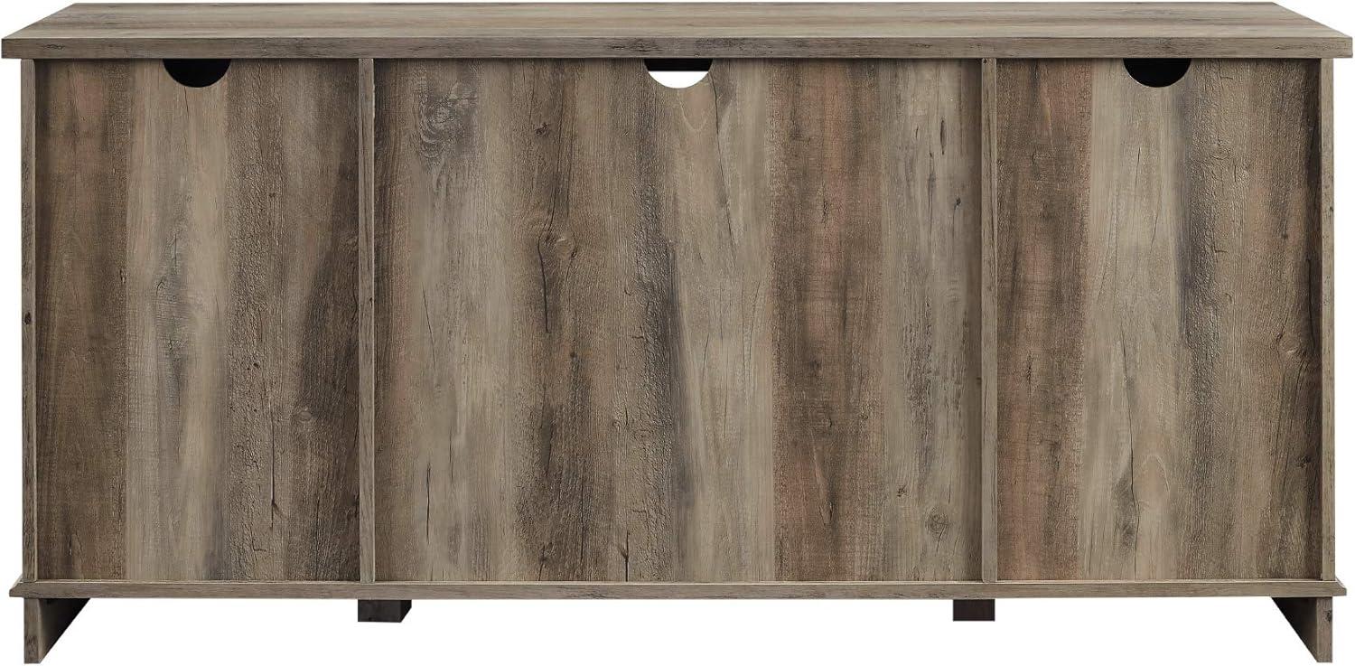 58 inch Sliding Barn Door Grey Wash TV Console