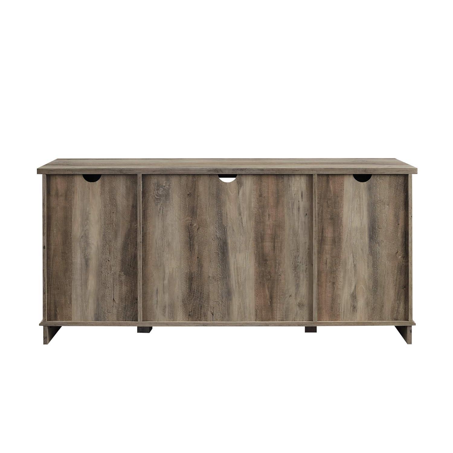 58" Modern Farmhouse Wood TV Stand with Sliding Barn Doors - Solid White Oak