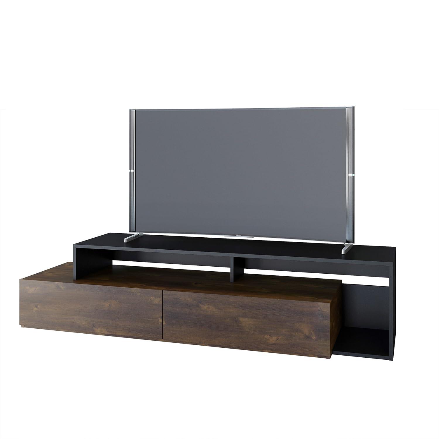 Nexera Paisley TV Stand for TVs up to 80 in Truffle and Black
