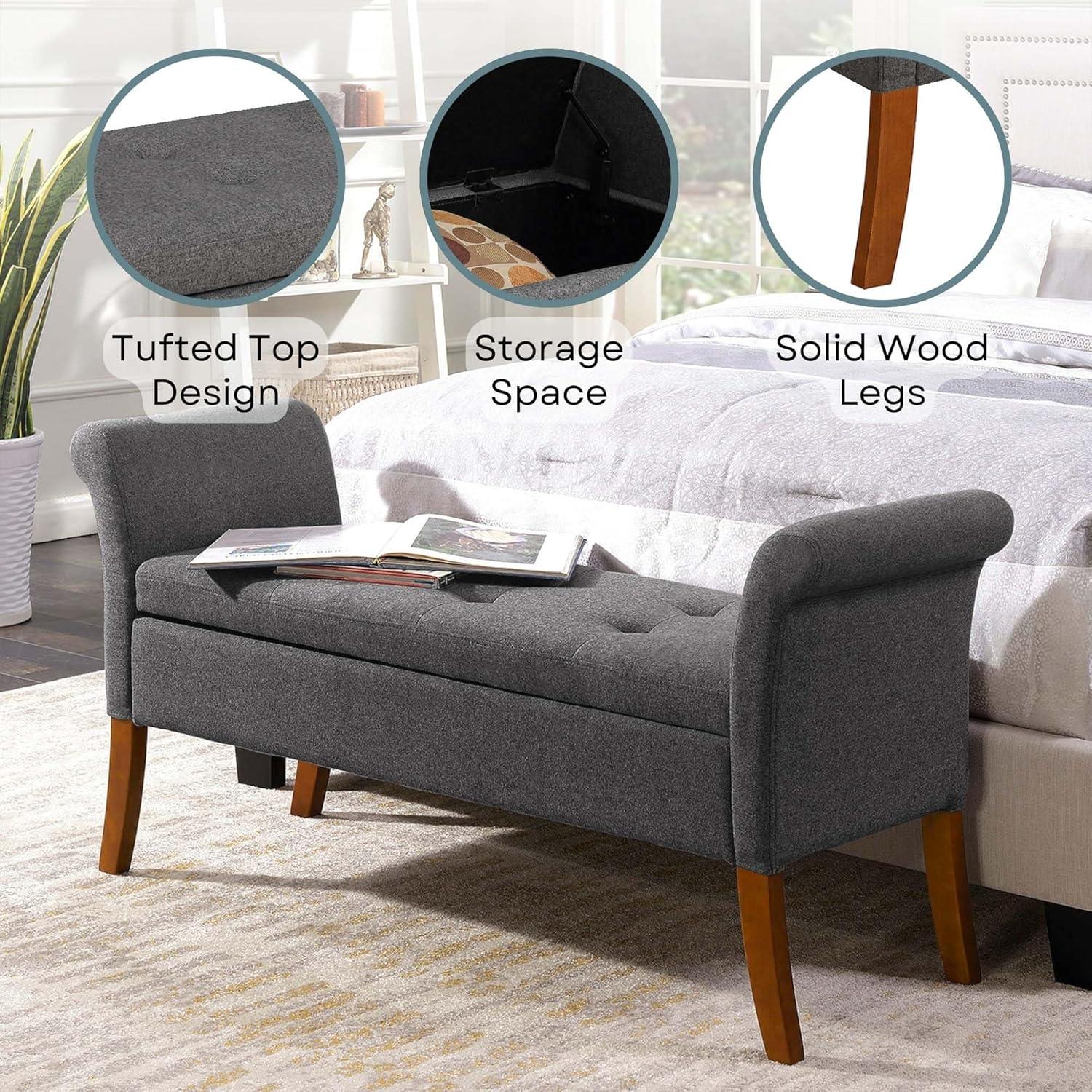 Convenience Concepts Designs4Comfort Garbo Storage Bench Ottoman, Soft Gray Fabric