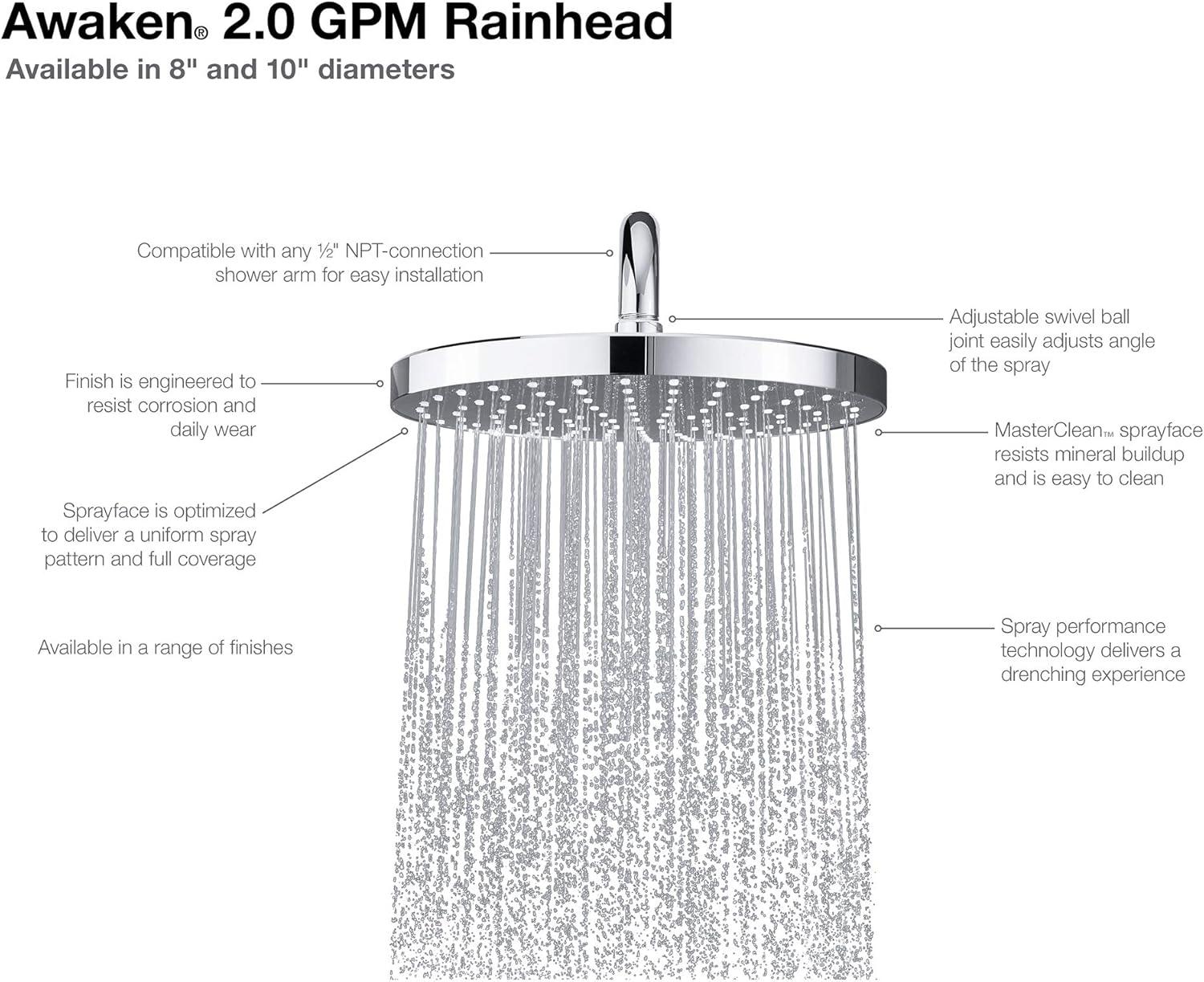 Awaken 8" 2.0 GPM Rain Showerhead