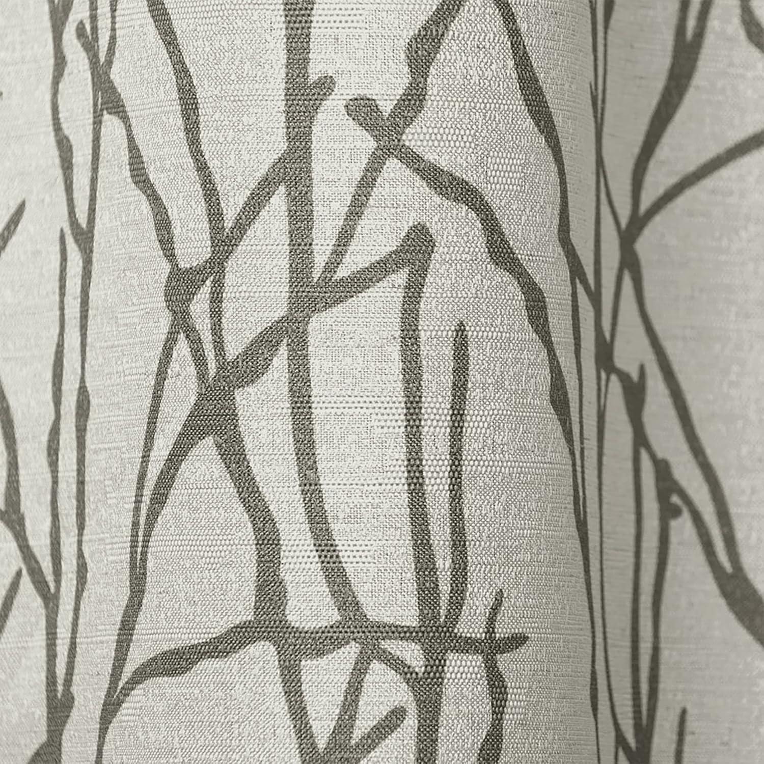 Set of 2 84"x54" Branches Linen Blend Grommet Top Window Curtain Panel Natural: Light Filtering, Botanical Design