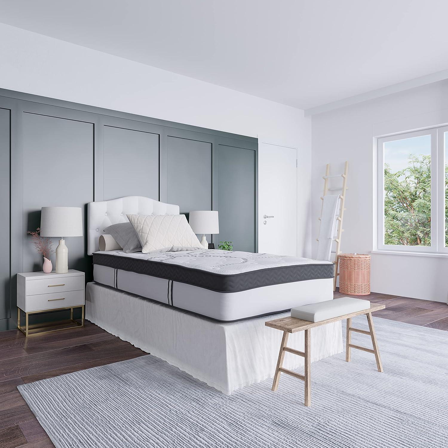 Emma and Oliver 12 Inch CertiPUR-US Certified Hybrid Pocket Spring Mattress, Twin Mattress in a Box - Premium Mattress