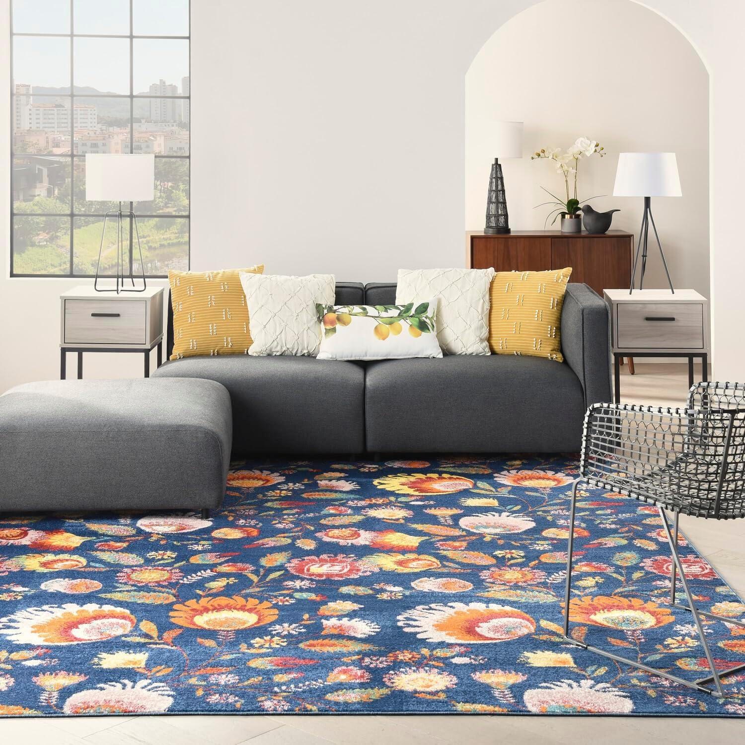 Nourison Allur Blooming Floral Indoor Area Rug Navy Multicolor 7'10" x 9'10"