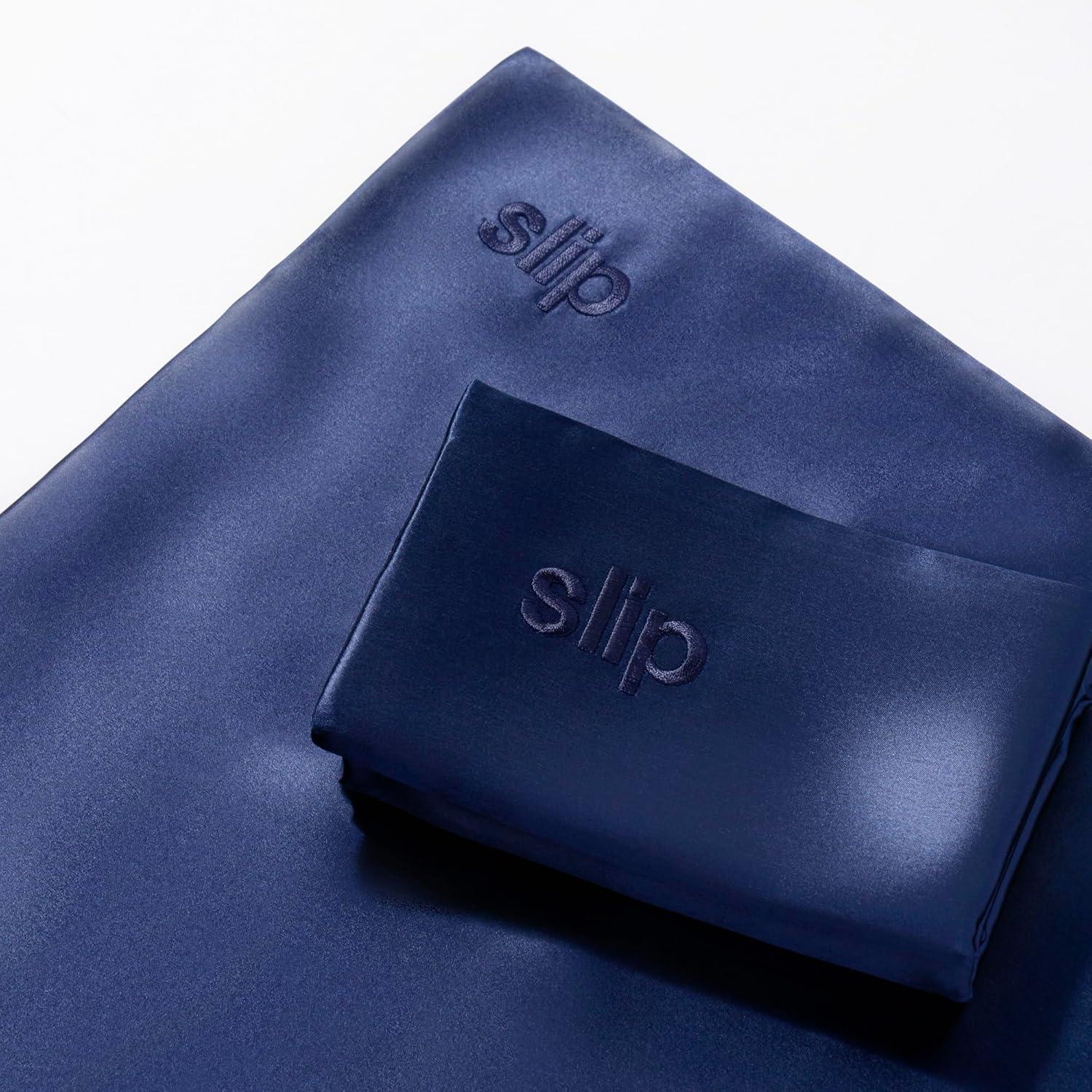 Slip Pure Silk Pillowcase Bedding, Navy, Queen