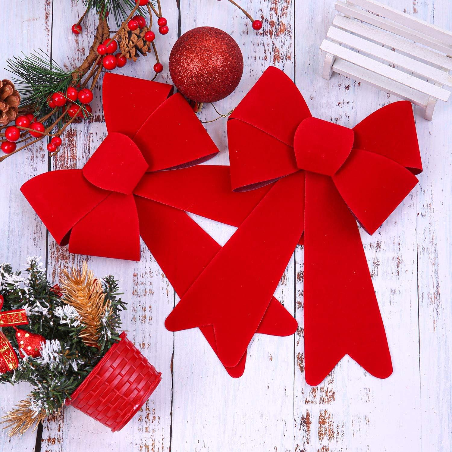 DONGTIAN 12 Pieces Red Bows for Wreaths 5 x 8 Inches Bows for Tree Decoration Bows, Indoor and Outdoor