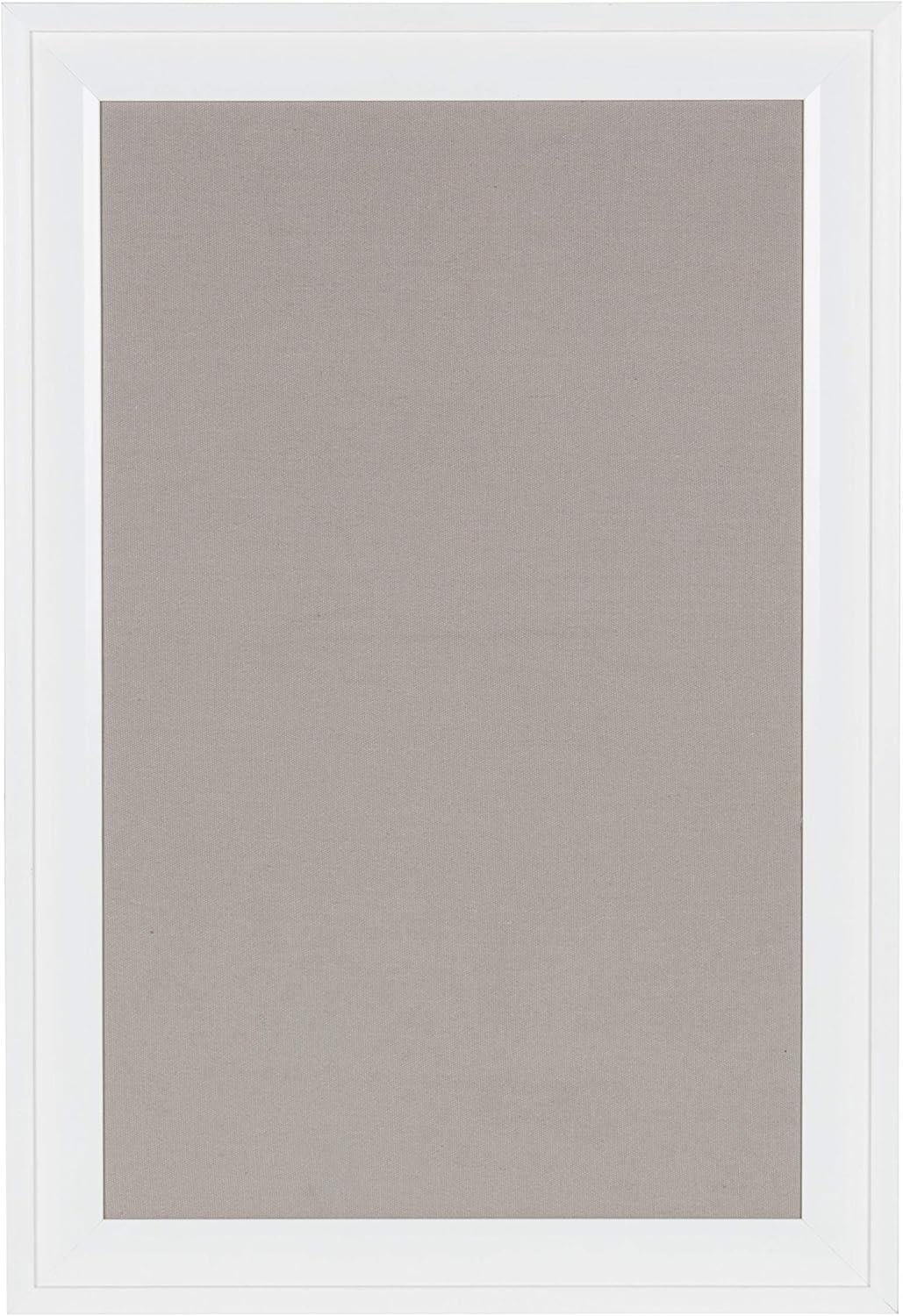 DesignOvation Bosc Framed Gray Linen Fabric Pinboard, 18.5x27.5, White