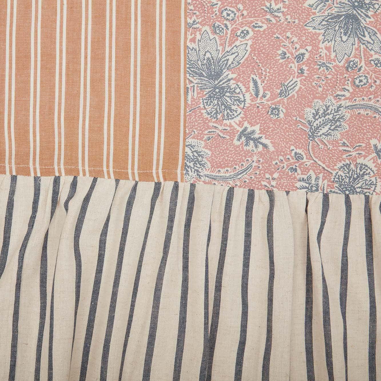 Kaila Patchwork Navy Tan Rose Cotton Shower Curtain 72x72