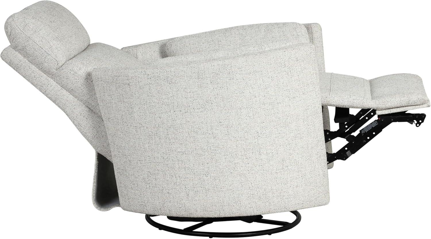 Natural Quartz Fabric Swivel Glider Recliner with USB Charger