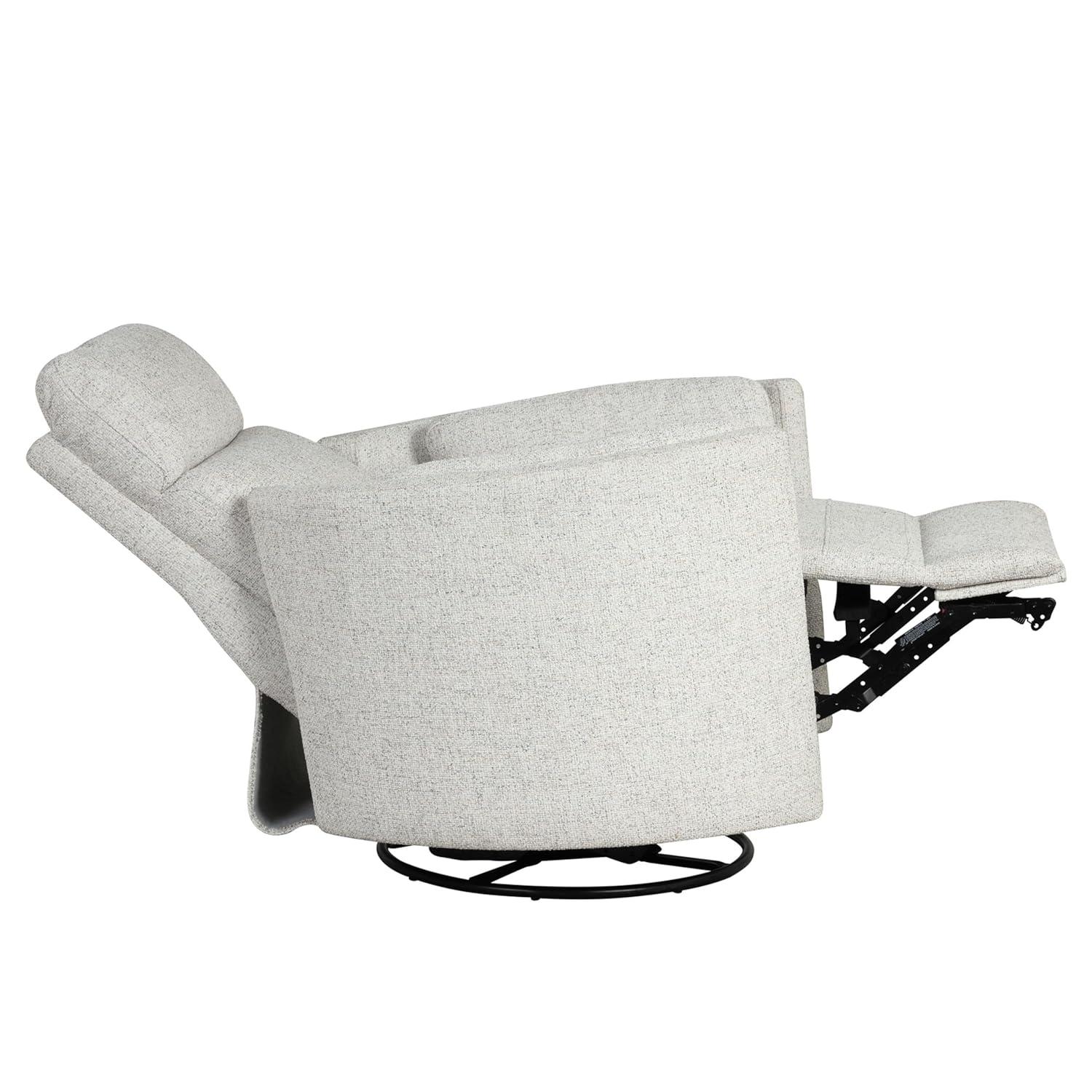 Natural Quartz Fabric Swivel Glider Recliner with USB Charger