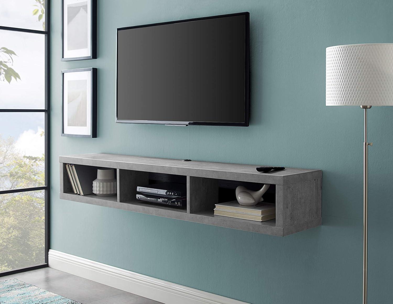 Martin Furniture Shallow Wall Mounted A/V Console TV Stand for TVs up to 60" Gray