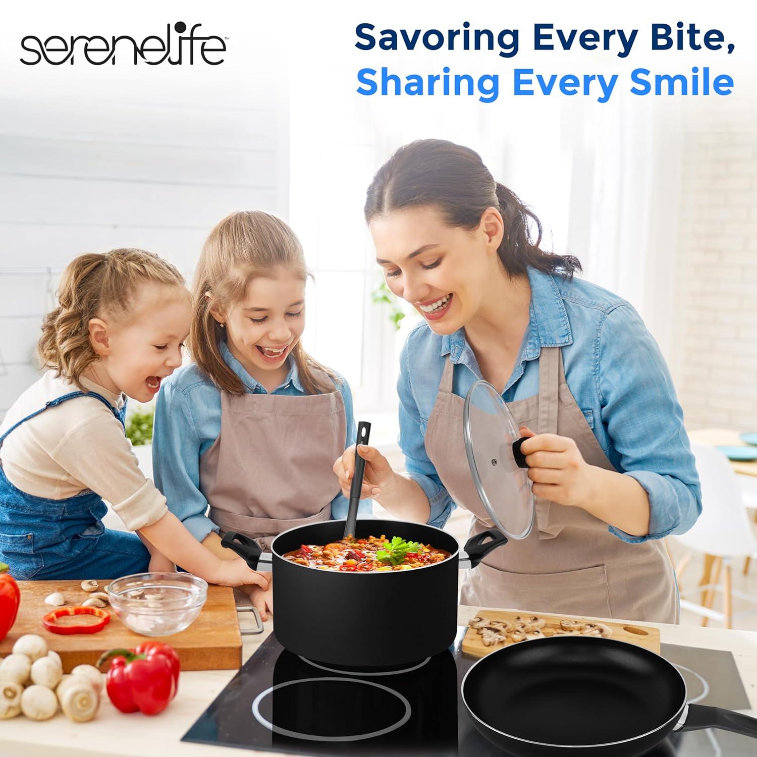 SereneLife 11 - Piece Non-Stick Aluminum Cookware Set