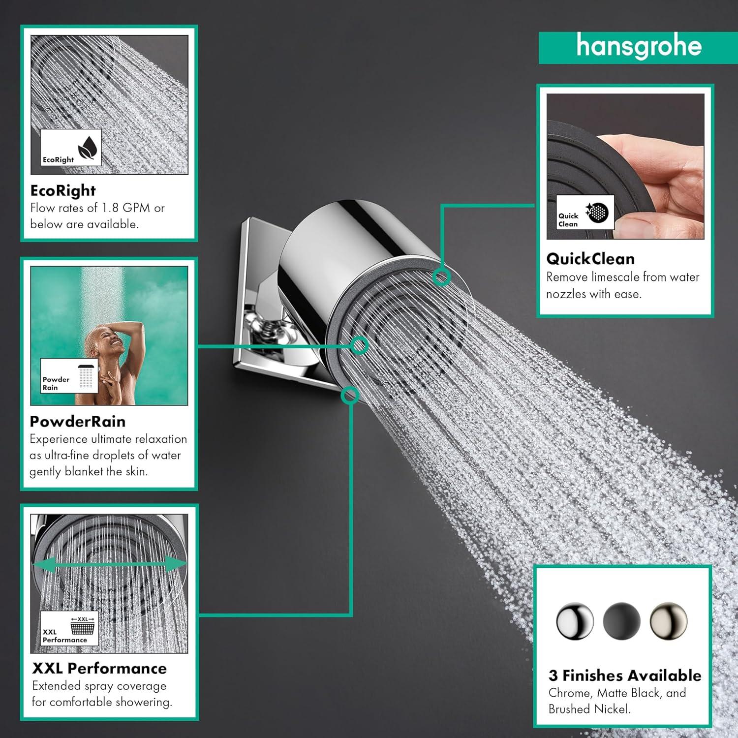 hansgrohe Pulsify S Showerhead 105 1-Jet, 2.5 GPM