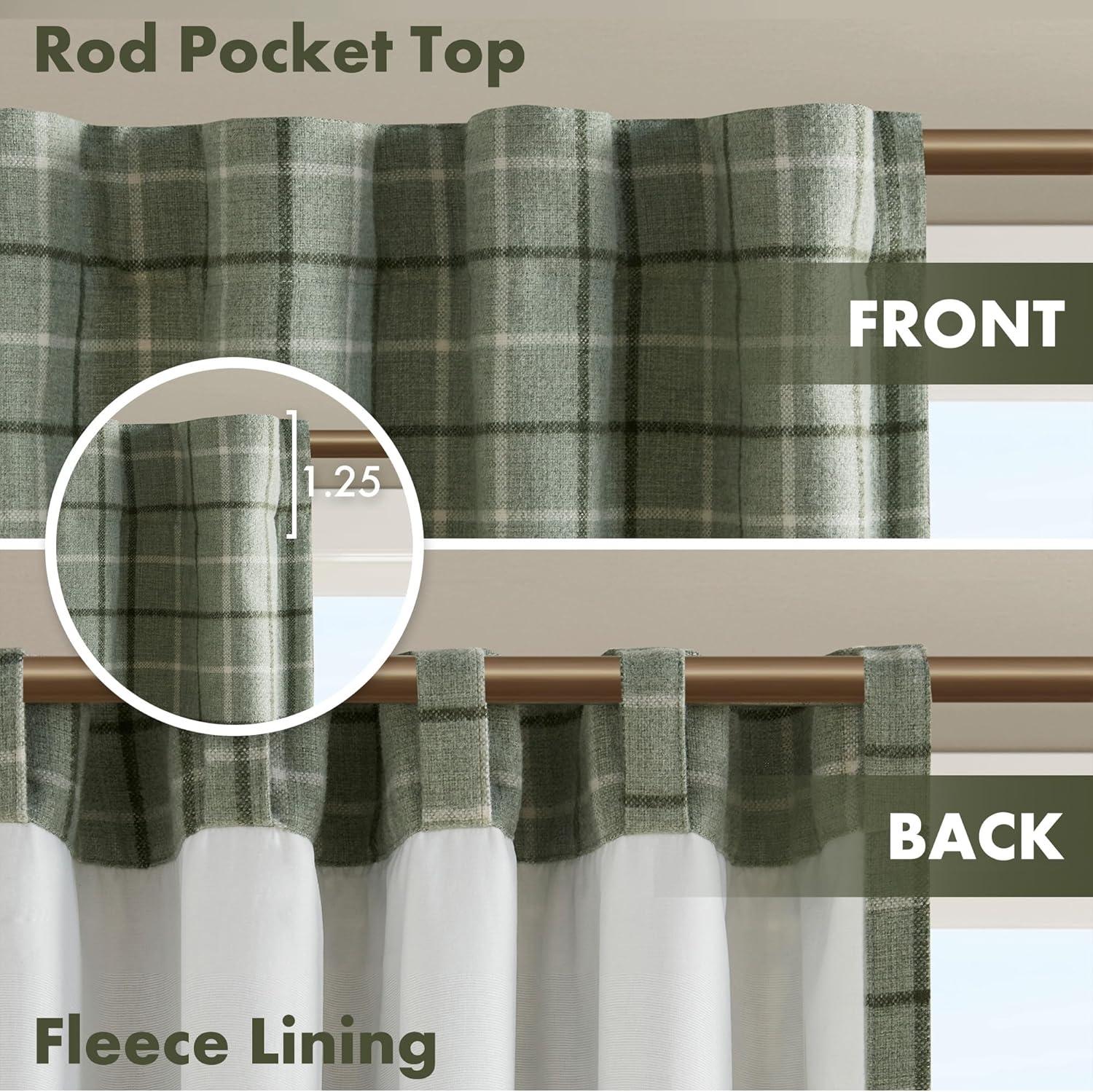 Anaheim Woven Plaid Room Darkening Thermal Fleece Lined Single Curtain Panel