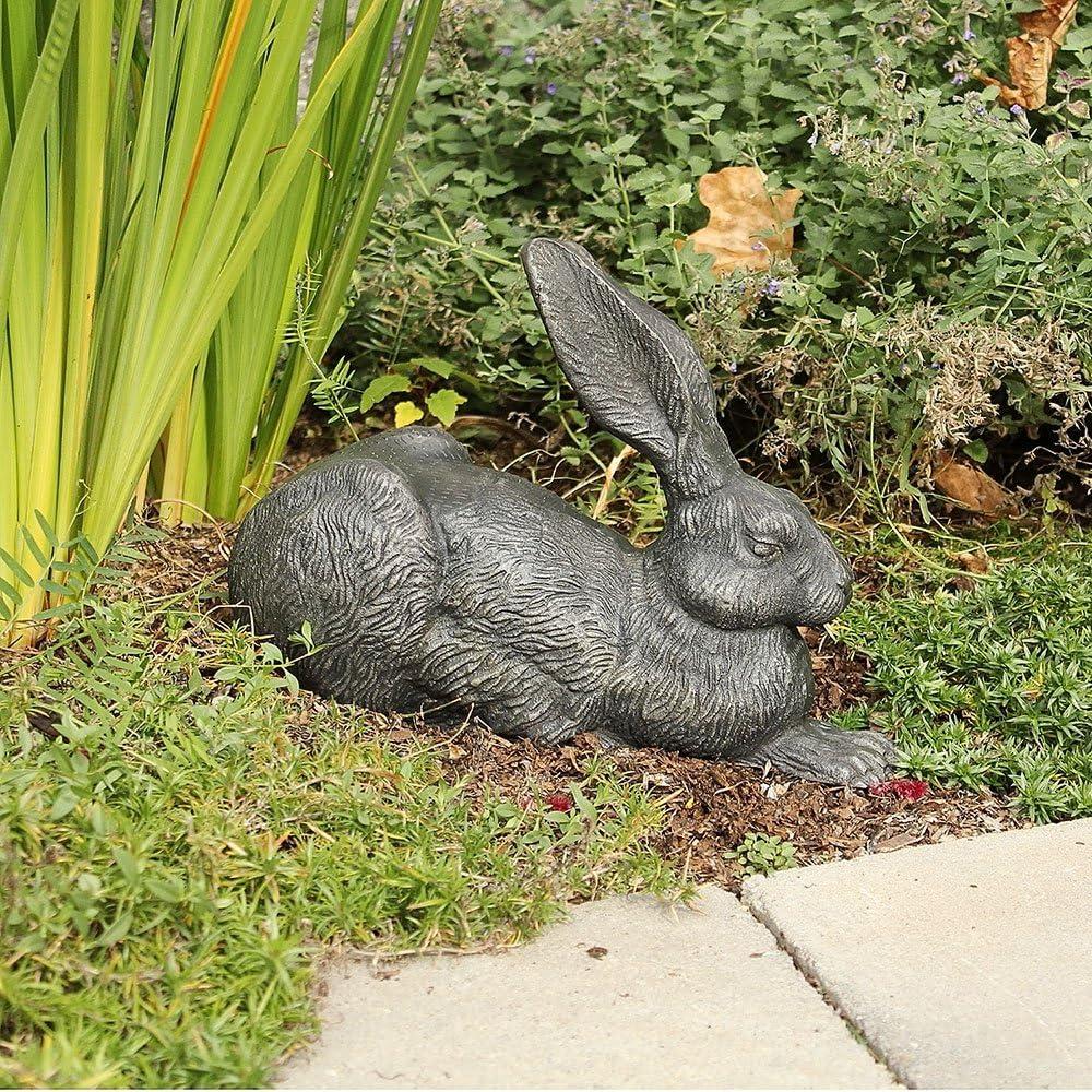 Charcoal Cast Aluminum Rabbit Garden Statue