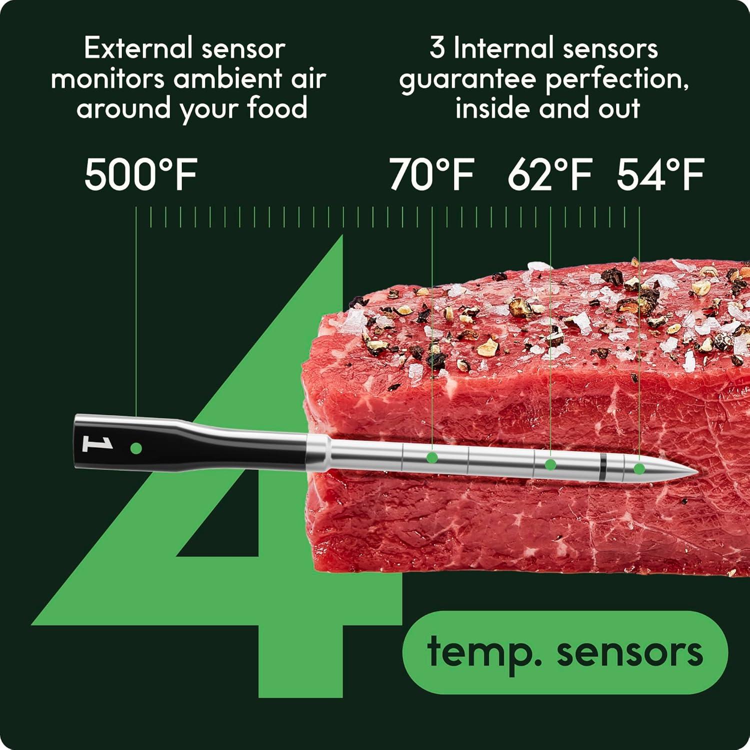 Smart Wireless Digital Meat Thermometer with 3 Probes