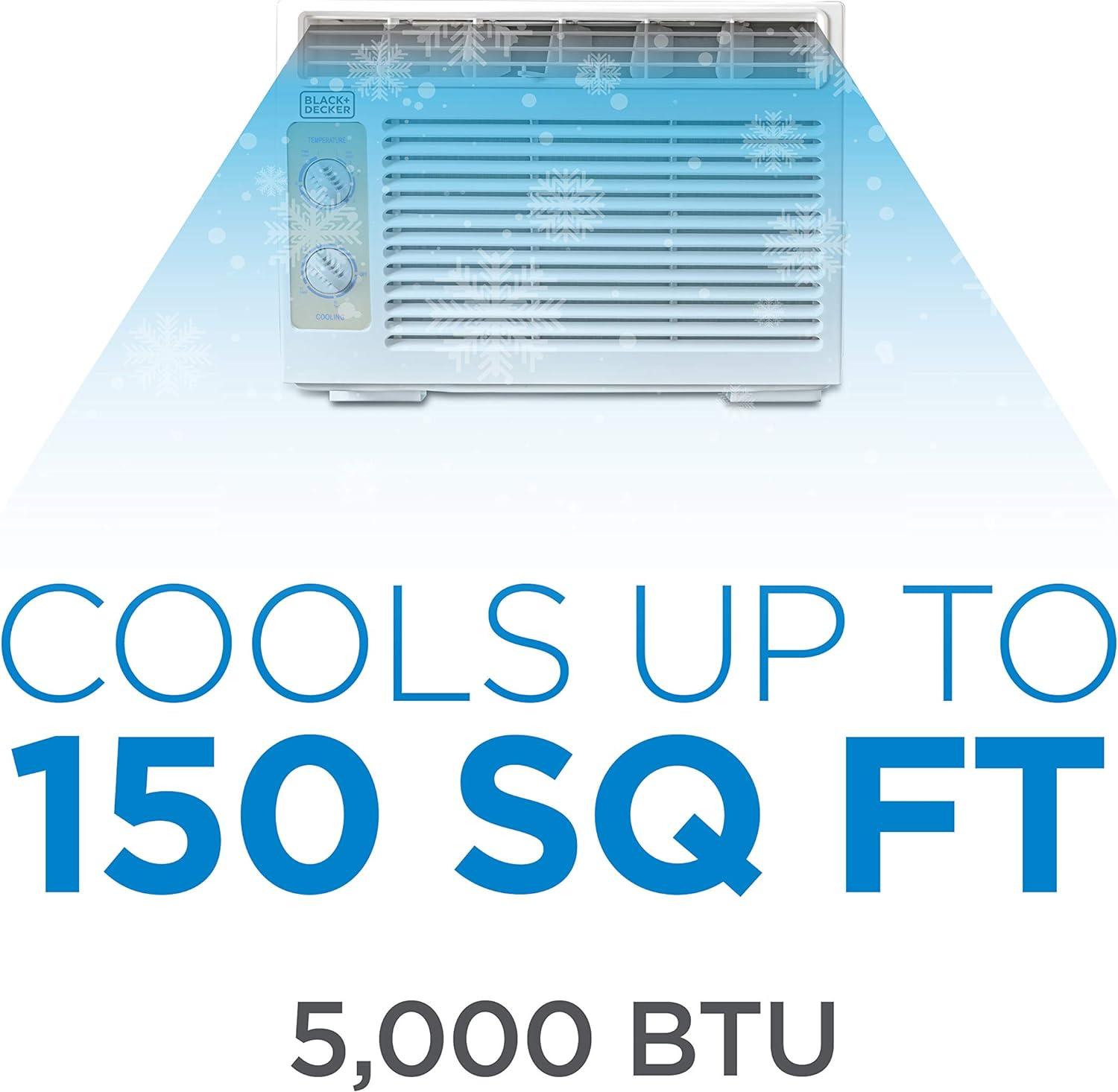 BLACK+DECKER BD05MWT6 Window Air Conditioner 5000 BTU, Cools Up to 150 Square Feet White