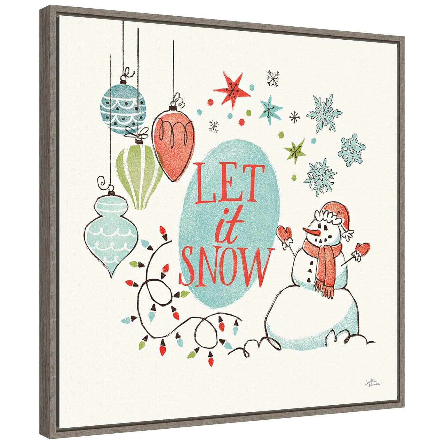 Amanti Art Retro Christmas V Framed Canvas Wall Art Print