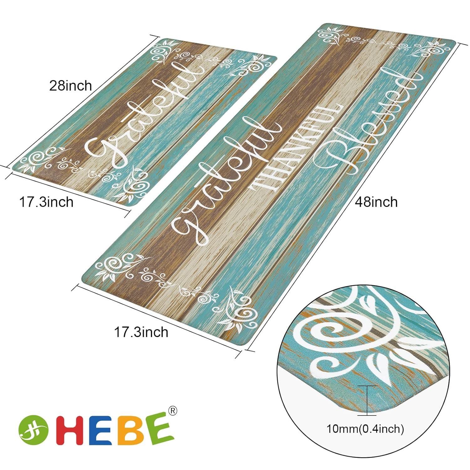 Rosalind Wheeler The Anti Fatigue Kitchen Mat Set of 2 Non Slip Cushioned Kitchen Mats for Floor Waterproof Farmhouse Kitchen Rugs and Mats Set Comfort Standing Desk Mat Carpet