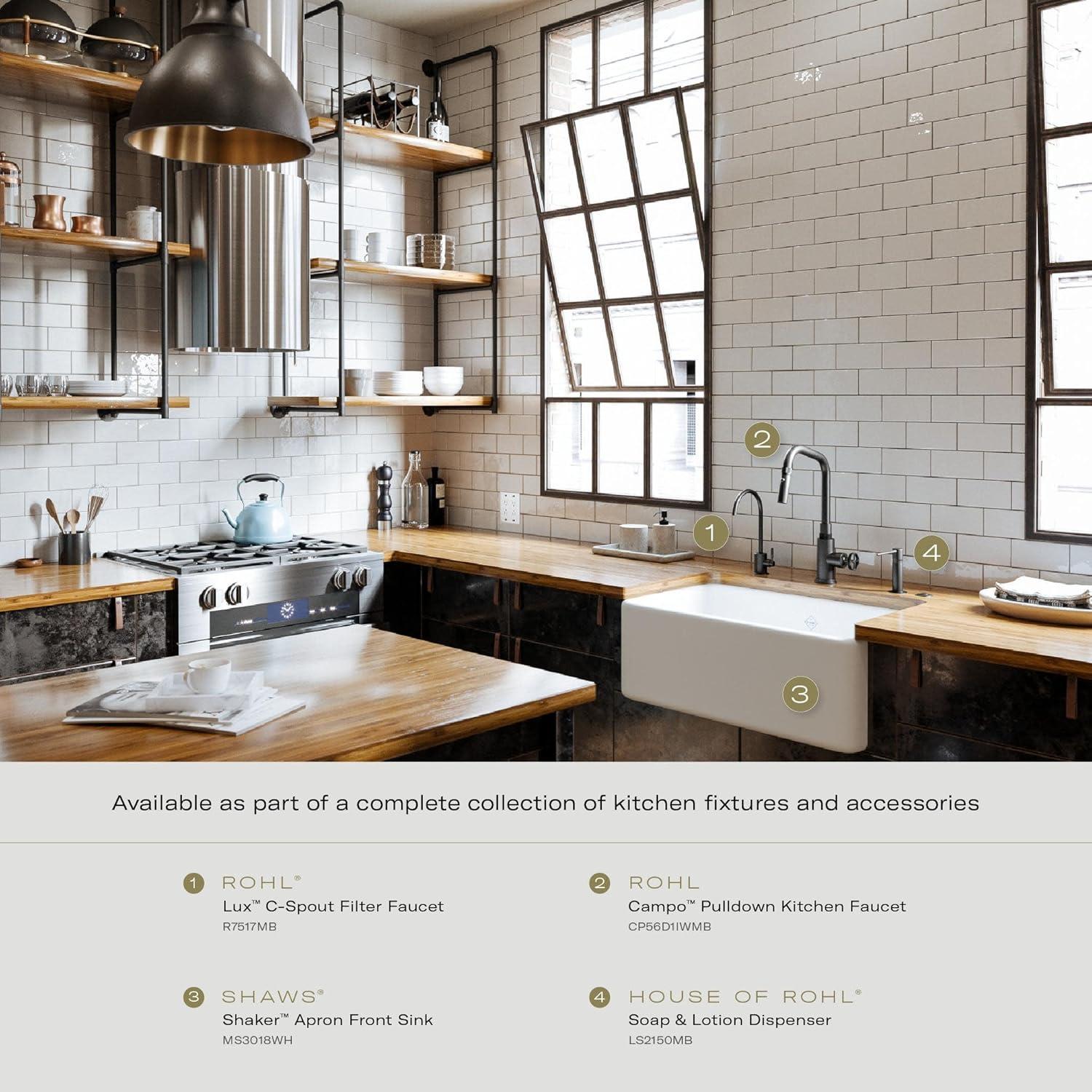 Shaws 30" Single Bowl Farmhouse Apron Front Fireclay Kitchen Sink