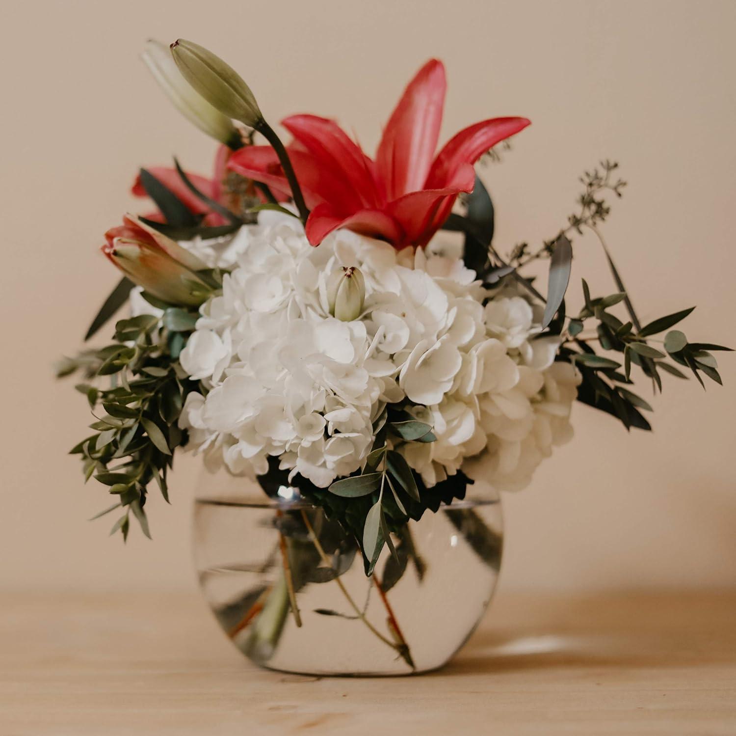 Clear Glass Bubble Bowl Vase, 8" Diameter, 6 Pieces