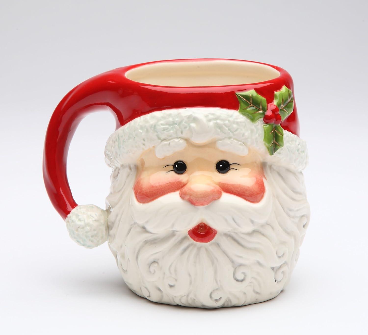 Festive Red and White Ceramic Santa Claus Mug