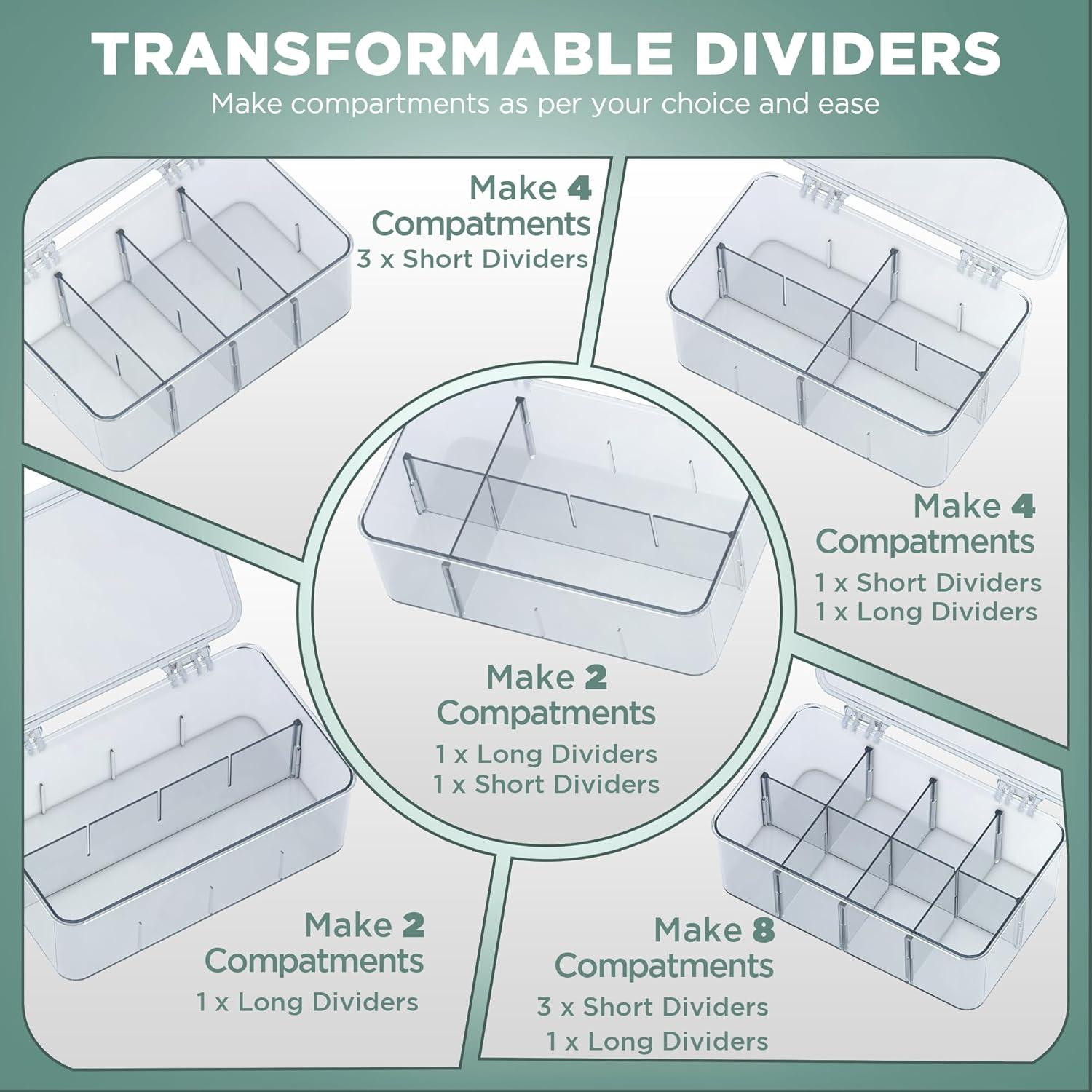 Utopia Home 2 Pack Tea Bag Organizer - Stackable Tea Bag Storage Organizer with Lid - Tea bag holder For Kitchen Organizers and Storage, Multi-Functional Kitchen Organizer, Home organizer (Clear)