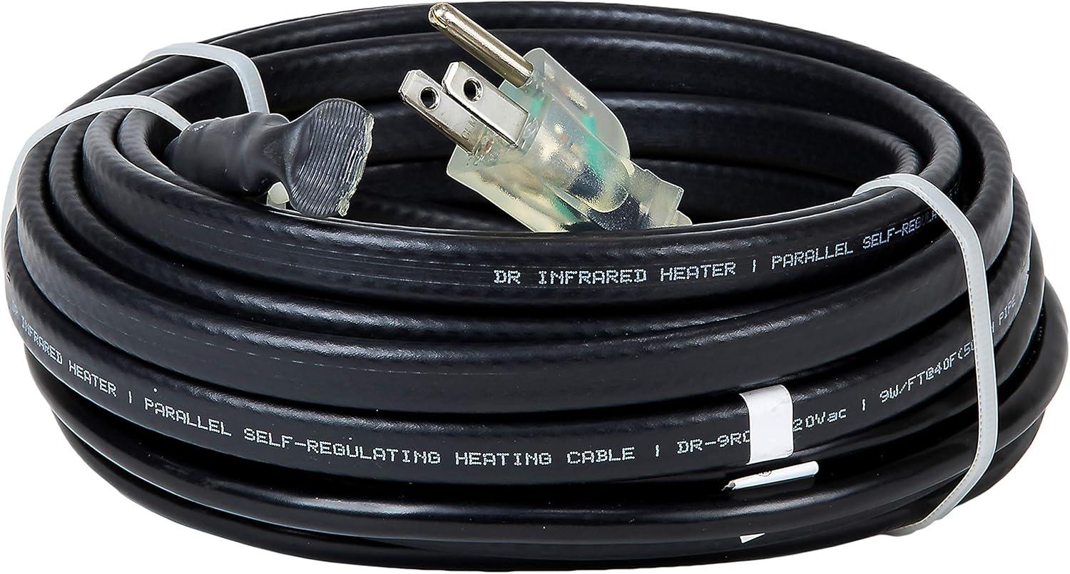Dr. Infrared Heater DR. INFRARED HEATER DR-9RC1125 Heating Cables for Pipes and Roof De-Icing, Self-Regulating with Built-in Thermostat, 120V, 12W/ft, 1500W, 125FT