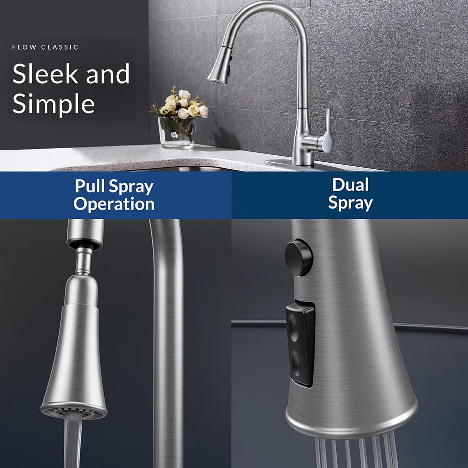 Classic Series Single-Handle Standard Kitchen Faucet in Brushed Nickel
