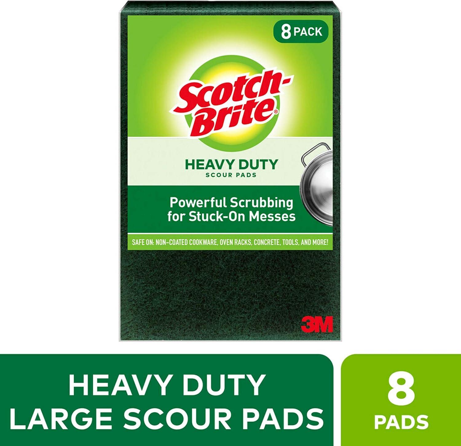 Scotch-Brite Heavy Duty Large Scour Pads, Scouring Pads for Kitchen and Dish Cleaning, 8 Pads