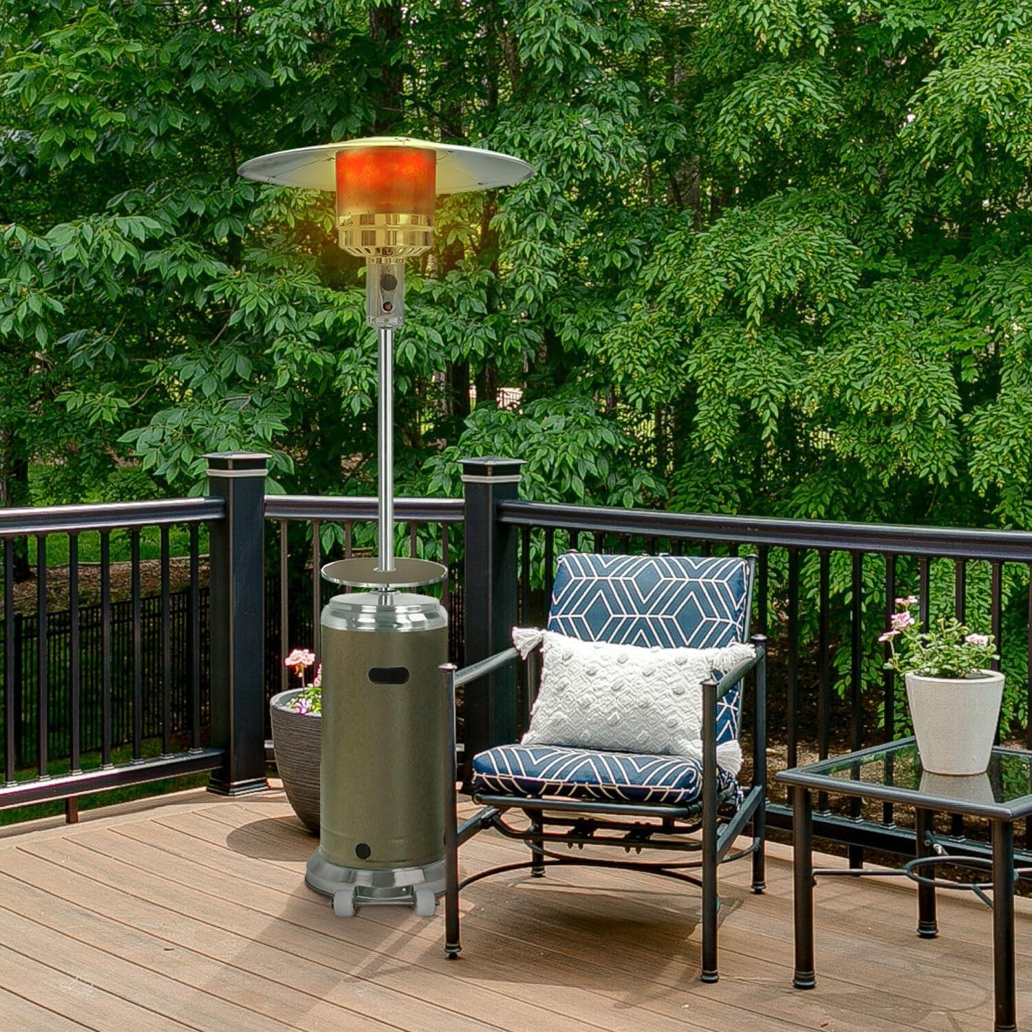 Hanover Propane Steel Umbrella Propane Patio Heater 41 000 BTU Bronze&Stainless Steel (HANHT002BRSS)