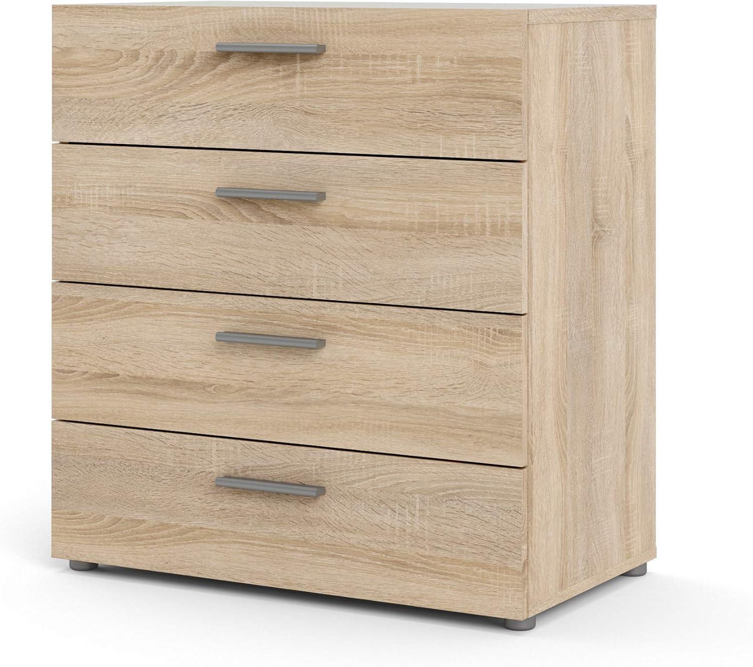 Austin Oak 4-Drawer Chest with Silver Handles