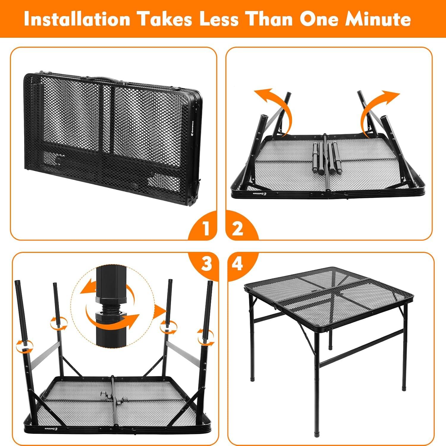 MAXAYA Small Folding Table, Easy For Storage, Compact And Portable Picnic Table For Grill, Outdoor Camping, Garden, Patio, Dining, Bbq, Party, Market, 2ft (small, Black)